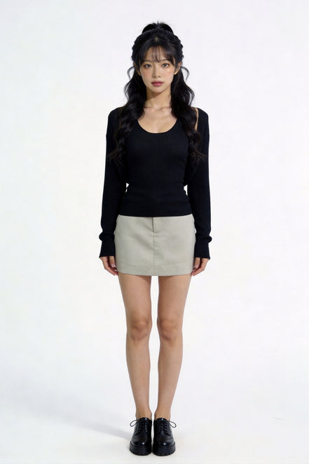Elowen Open-Front Micro-Rib Cardigan