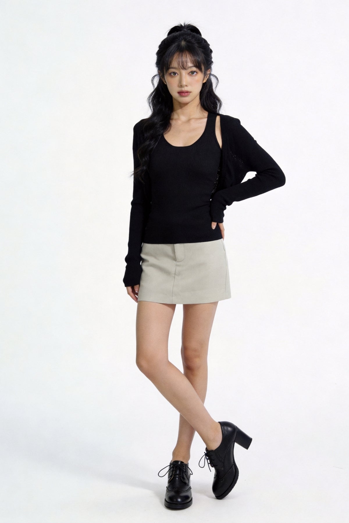 Elowen Open-Front Micro-Rib Cardigan