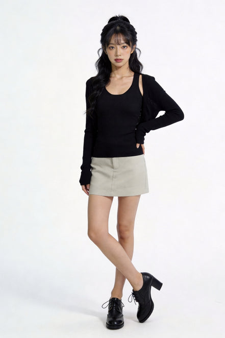 Elowen Open-Front Micro-Rib Cardigan