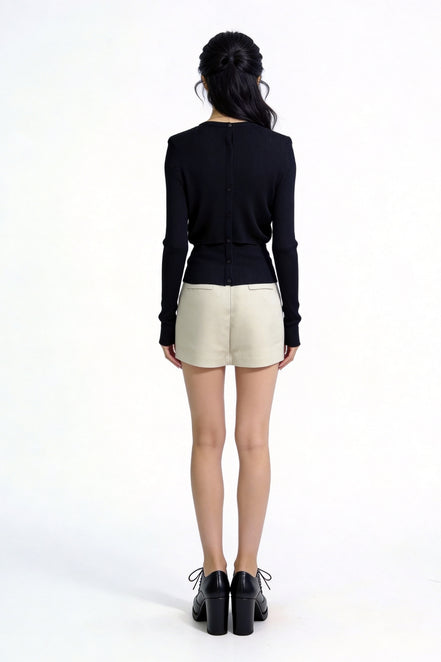 Elowen Open-Front Micro-Rib Cardigan