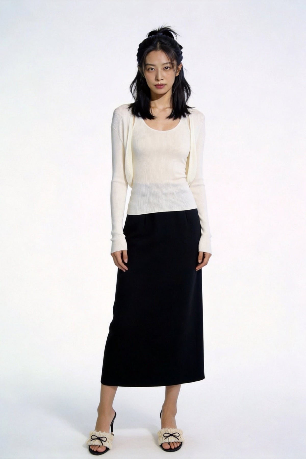 Elowen Open-Front Micro-Rib Cardigan