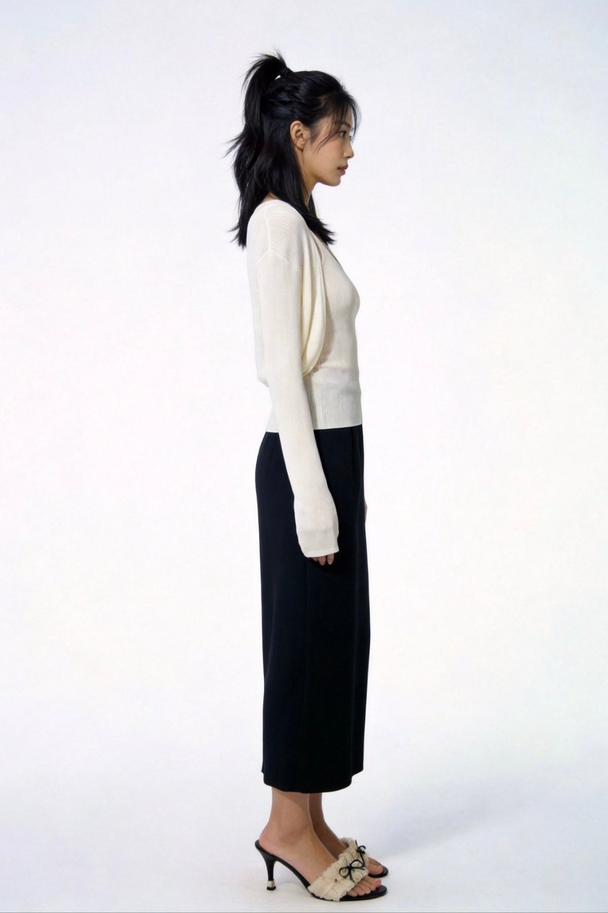 Elowen Open-Front Micro-Rib Cardigan