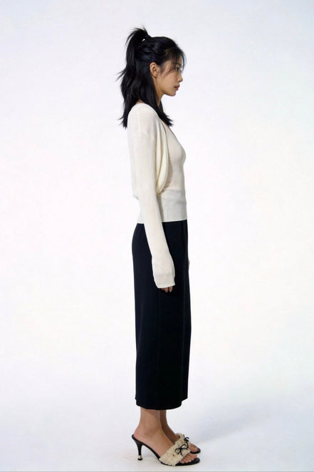 Elowen Open-Front Micro-Rib Cardigan