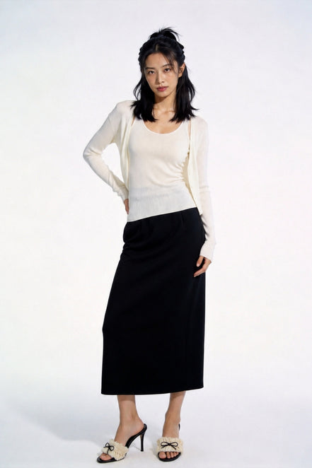 Elowen Open-Front Micro-Rib Cardigan