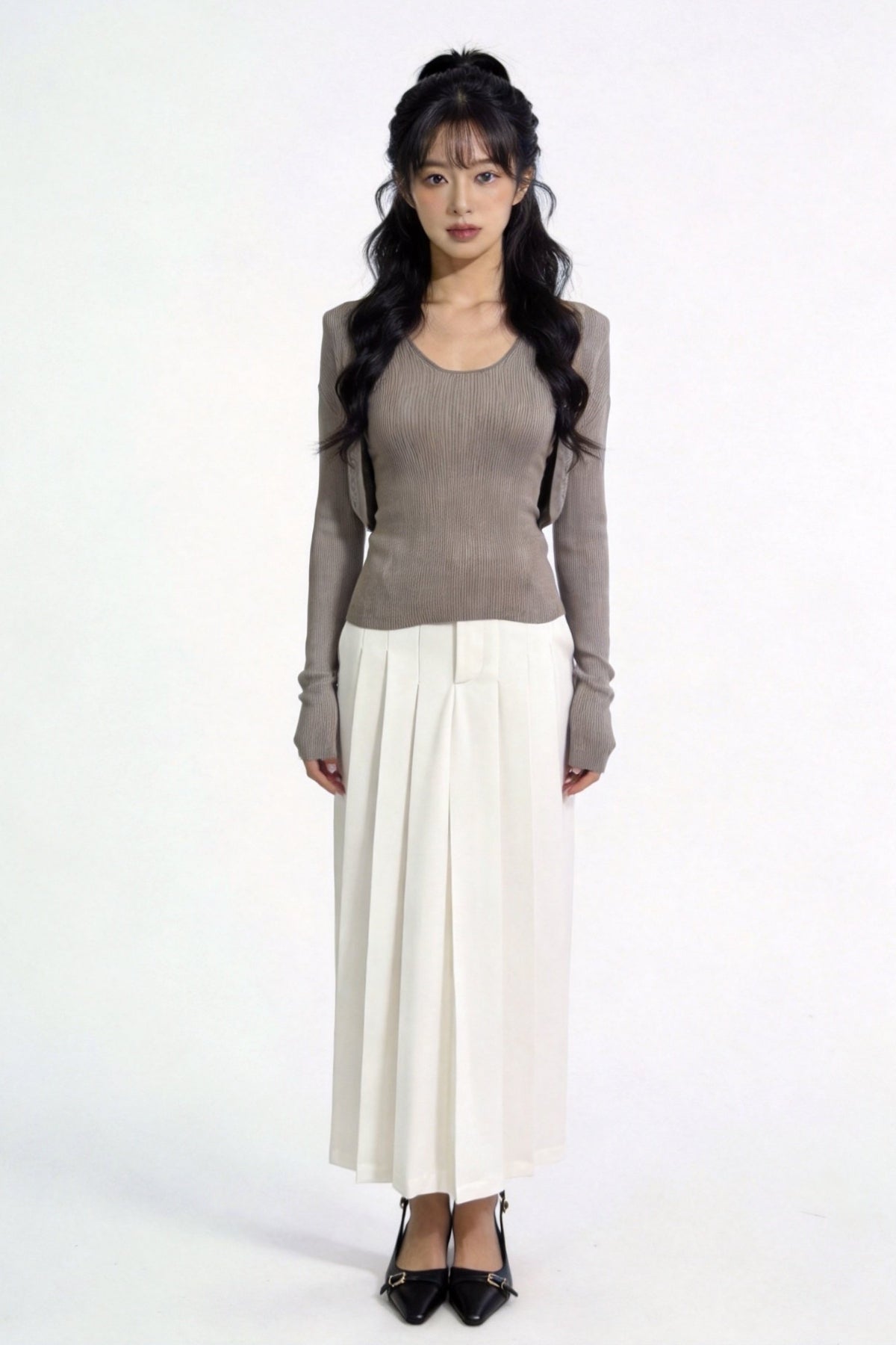 Elowen Open-Front Micro-Rib Cardigan