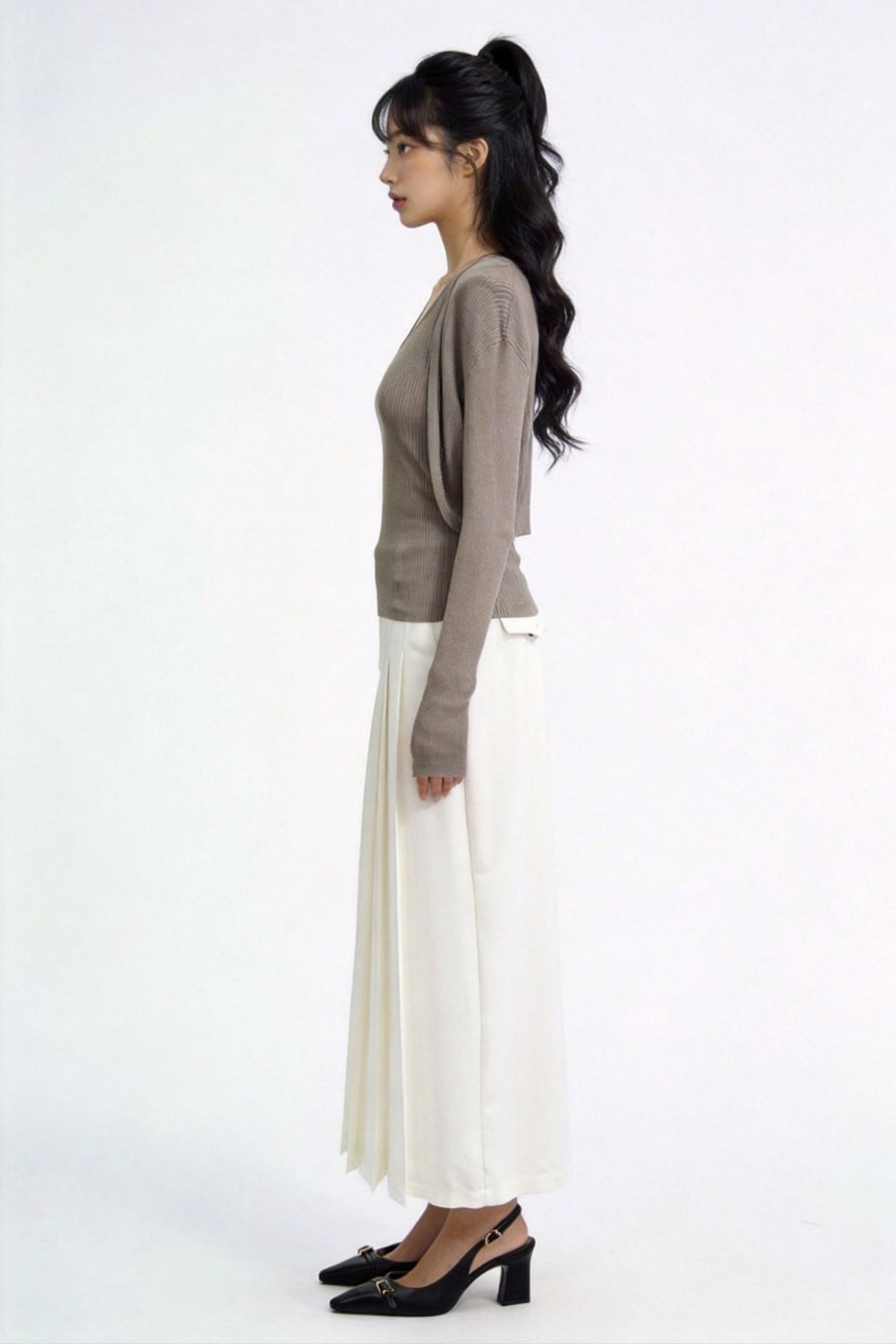 Elowen Open-Front Micro-Rib Cardigan