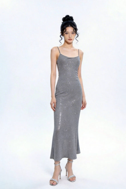 Elysian Shimmer Slip Maxi Dress