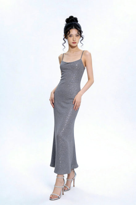 Elysian Shimmer Slip Maxi Dress