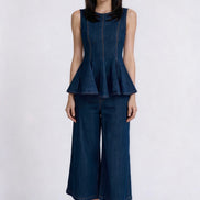 Emmeline Tailored Peplum Denim Vest