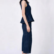 Emmeline Tailored Peplum Denim Vest