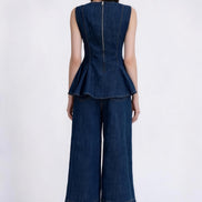 Emmeline Tailored Peplum Denim Vest