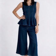 Emmeline Tailored Peplum Denim Vest
