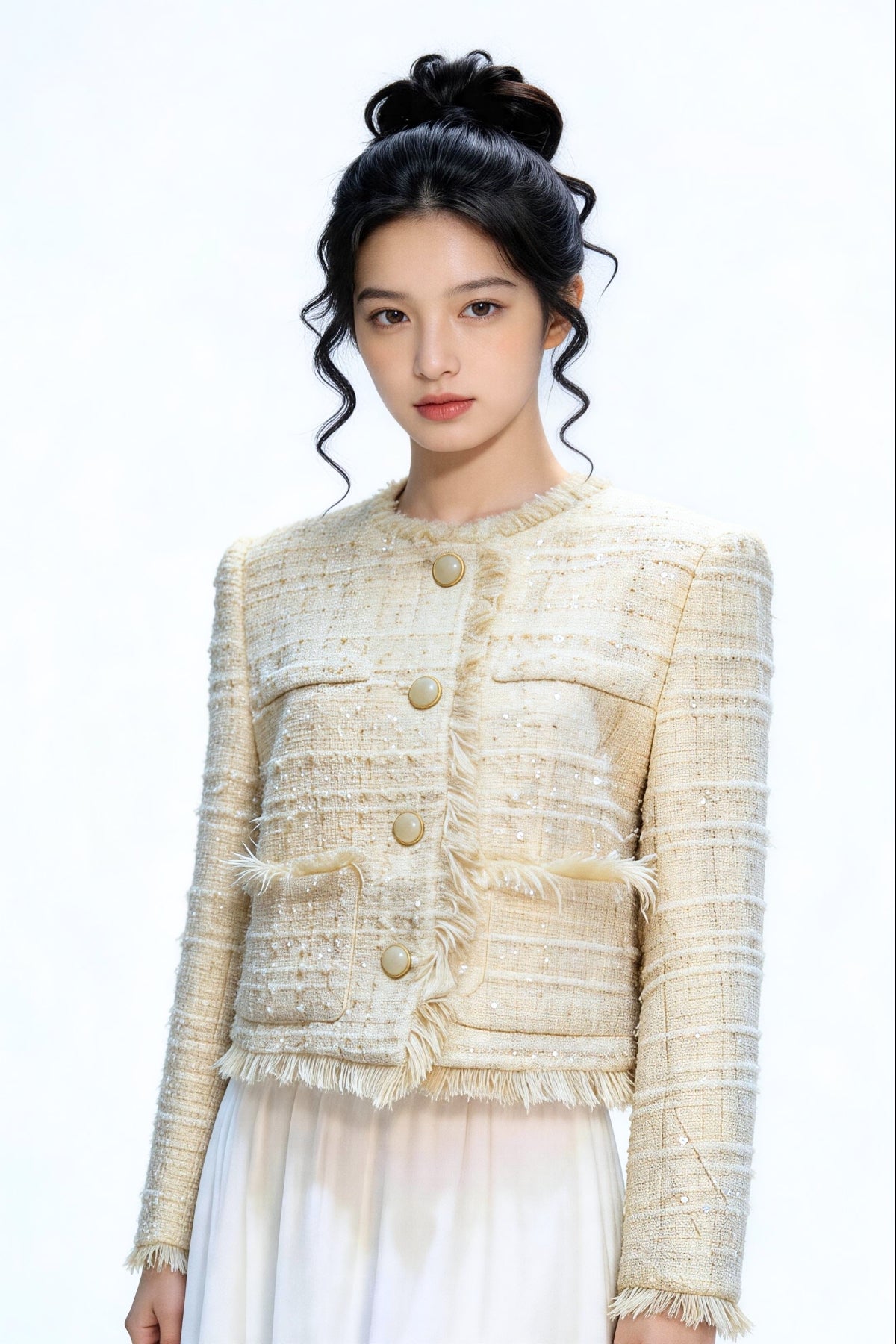 Evanthe Shimmer Tweed Cropped Jacket