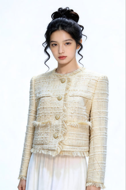 Evanthe Shimmer Tweed Cropped Jacket