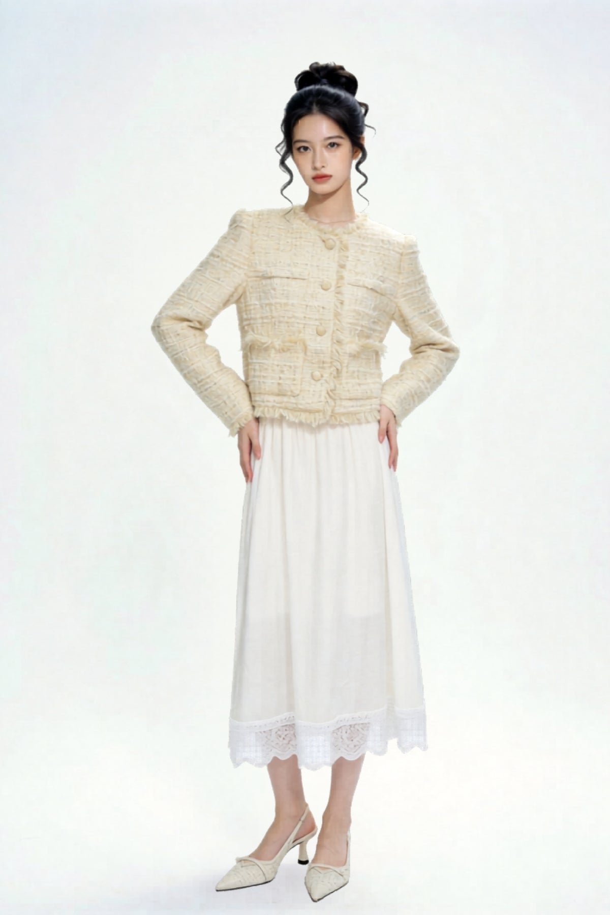 Evanthe Shimmer Tweed Cropped Jacket