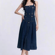 Gemma Utility Button-Down Denim Maxi Dress