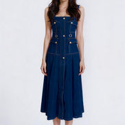Gemma Utility Button-Down Denim Maxi Dress