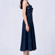 Gemma Utility Button-Down Denim Maxi Dress