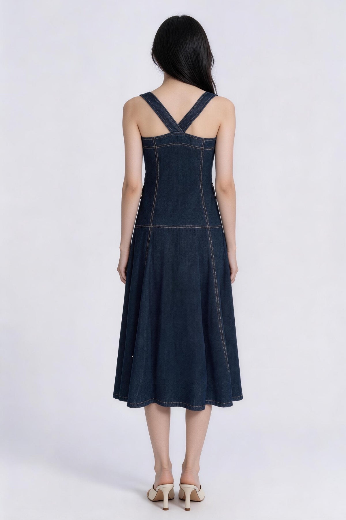 Gemma Utility Button-Down Denim Maxi Dress