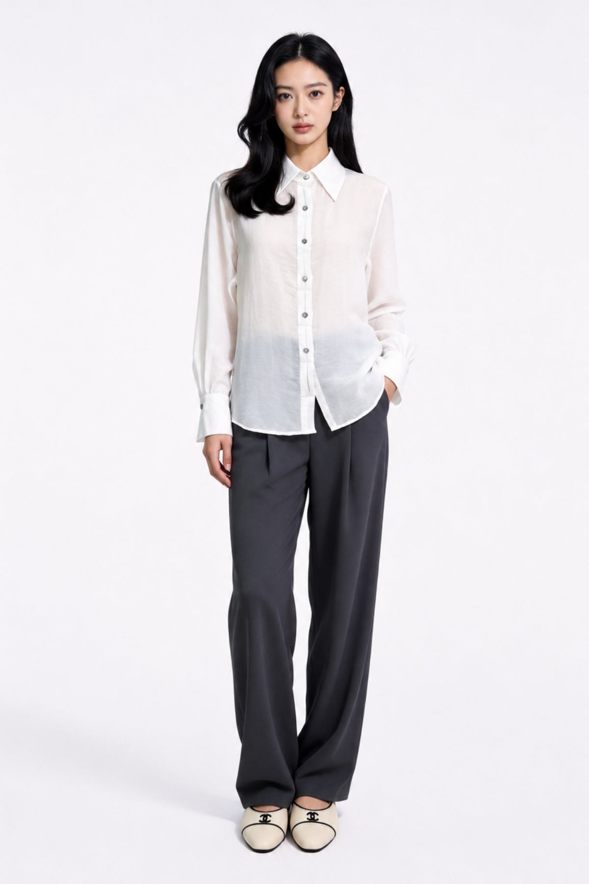 Gia Essential Textured Button-Down