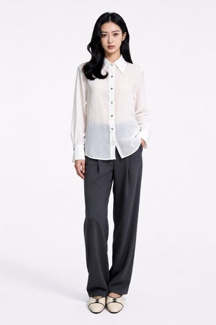 Gia Essential Textured Button-Down