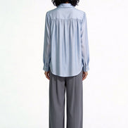 Grier Gathered Shoulder Satin Blouse