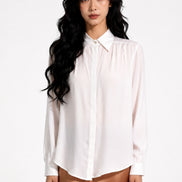 Grier Gathered Shoulder Satin Blouse