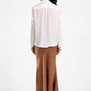 Grier Gathered Shoulder Satin Blouse
