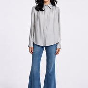 Grier Gathered Shoulder Satin Blouse