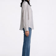 Grier Gathered Shoulder Satin Blouse