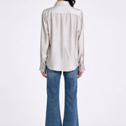 Grier Gathered Shoulder Satin Blouse