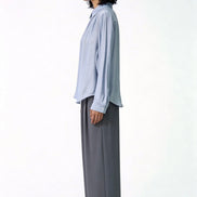 Grier Gathered Shoulder Satin Blouse