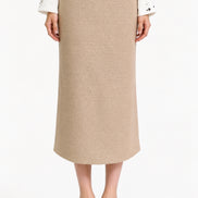 Hestia High-Waisted Tweed Column Midi Skirt