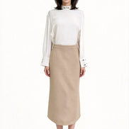 Hestia High-Waisted Tweed Column Midi Skirt