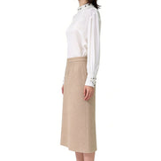 Hestia High-Waisted Tweed Column Midi Skirt