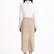 Hestia High-Waisted Tweed Column Midi Skirt