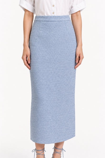 Hestia High-Waisted Tweed Column Midi Skirt