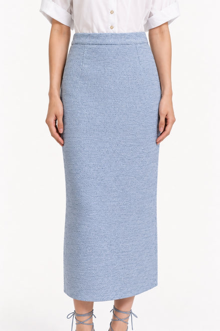 Hestia High-Waisted Tweed Column Midi Skirt