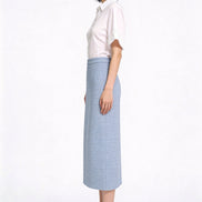 Hestia High-Waisted Tweed Column Midi Skirt