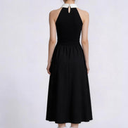 Ilaria Contrast Collar Halter Maxi Dress