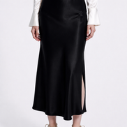 Inaya Satin Bias-Cut Midi Skirt