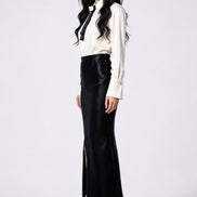 Inaya Satin Bias-Cut Midi Skirt
