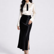 Inaya Satin Bias-Cut Midi Skirt