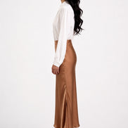 Inaya Satin Bias-Cut Midi Skirt
