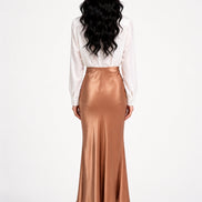Inaya Satin Bias-Cut Midi Skirt