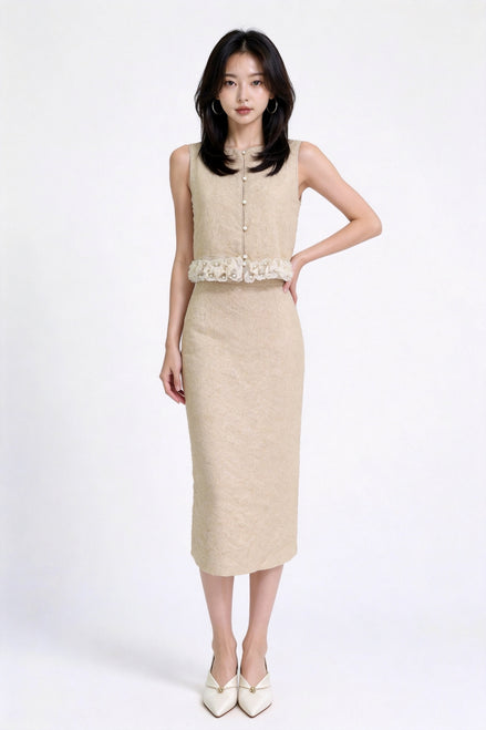 Jovielle Floral-Fringe Tweed Vest