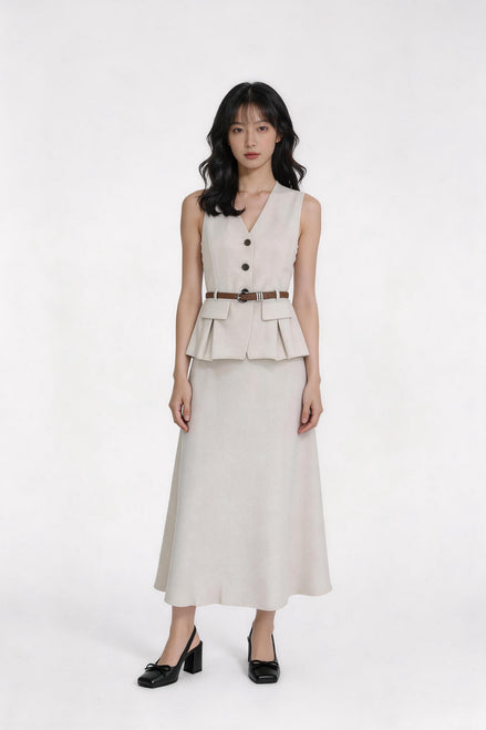 Imogen Belted Peplum Tailored Vest