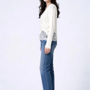 Eupraxia Lace-Panel Knit Cardigan