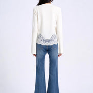 Eupraxia Lace-Panel Knit Cardigan