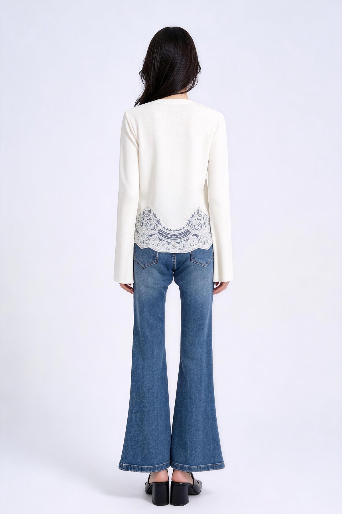 Eupraxia Lace-Panel Knit Cardigan